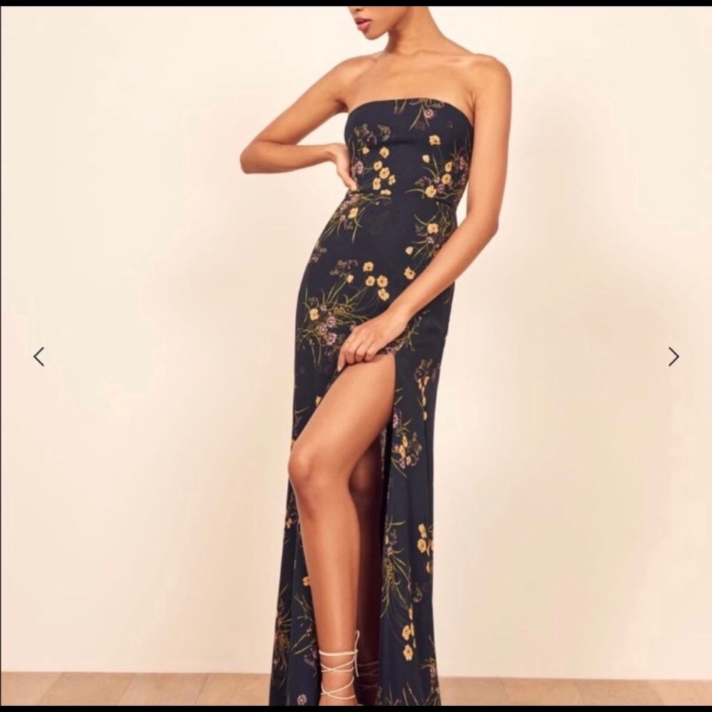 Reformation Ingrid Maxi Dress Blue Floral Print